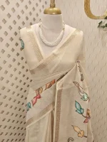 Tissue with multi colour large applique embroidery pattern