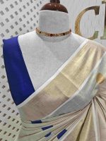 Kerala saree with double colour polka dots - Image 2
