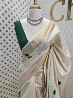 Kerala saree with double colour polka dots - Image 7