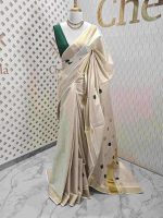 Kerala saree with double colour polka dots - Image 9