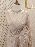 Organza with turkish vertical metalic,self thread crinkled like pattern