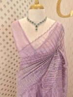 Organza with turkish vertical metalic,self thread crinkled like pattern - Image 7
