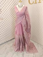 Organza with turkish vertical metalic,self thread crinkled like pattern - Image 15
