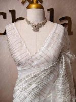 Organza with turkish vertical metalic,self thread crinkled like pattern - Image 16