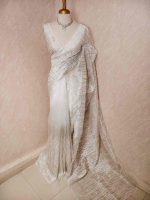 Organza with turkish vertical metalic,self thread crinkled like pattern - Image 18