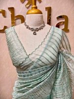 Organza with turkish vertical metalic,self thread crinkled like pattern - Image 19