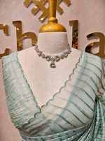 Organza with turkish vertical metalic,self thread crinkled like pattern - Image 20