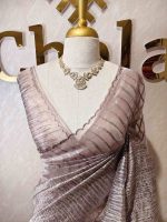 Organza with turkish vertical metalic,self thread crinkled like pattern - Image 24