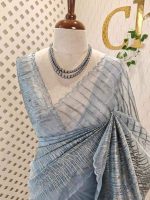 Organza with turkish vertical metalic,self thread crinkled like pattern - Image 26