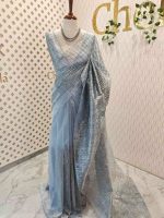 Organza with turkish vertical metalic,self thread crinkled like pattern - Image 27
