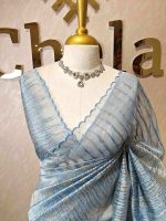 Organza with turkish vertical metalic,self thread crinkled like pattern - Image 28