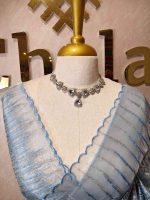 Organza with turkish vertical metalic,self thread crinkled like pattern - Image 30