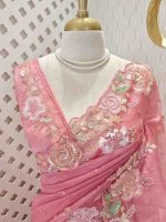 Crushed Organza with floral sequin embroidery and delicate border detailing - Image 2