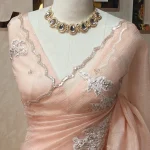 Crushed silk with Turkish floral applique and designer scallop border