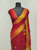 Cotton silk with zari-woven golden circle motifs - Image 33