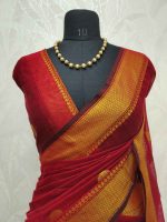Cotton silk with zari-woven golden circle motifs - Image 32