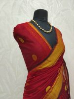 Cotton silk with zari-woven golden circle motifs - Image 31
