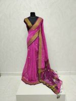 Cotton silk with zari-woven golden circle motifs - Image 30