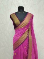 Cotton silk with zari-woven golden circle motifs - Image 29