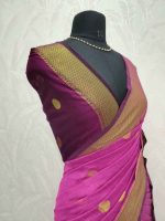 Cotton silk with zari-woven golden circle motifs - Image 28