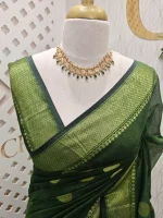 Cotton silk with zari-woven golden circle motifs - Image 5