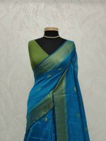 Cotton silk with zari-woven golden circle motifs - Image 26