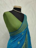 Cotton silk with zari-woven golden circle motifs - Image 25