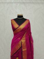 Cotton silk with zari-woven golden circle motifs - Image 23