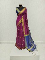 Cotton silk with zari-woven golden circle motifs - Image 18