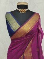Cotton silk with zari-woven golden circle motifs - Image 17