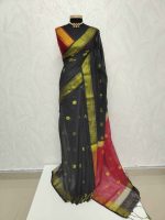 Cotton silk with zari-woven golden circle motifs - Image 15