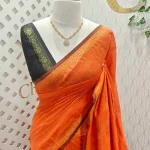 Cotton silk with traditional  floral zari border