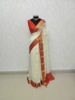 Georgette Banarasi with a plain body, scattered zari-woven buttas,and a contrast floral zari-woven border - Image 28