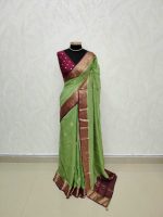 Georgette Banarasi with a plain body, scattered zari-woven buttas,and a contrast floral zari-woven border - Image 34