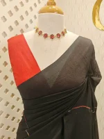 Khadi cotton with multi-colour zari stripes and tessal detailing - Image 2