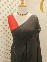 Khadi cotton with multi-colour zari stripes and tessal detailing