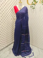 Khadi cotton with multi-colour zari stripes and tessal detailing - Image 12