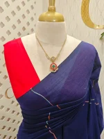 Khadi cotton with multi-colour zari stripes and tessal detailing - Image 11