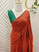 Khadi cotton with multi-colour zari stripes and tessal detailing - Image 13