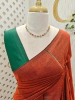 Khadi cotton with multi-colour zari stripes and tessal detailing - Image 14
