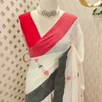 Khadi Cotton saree with contrast raindrop motifs