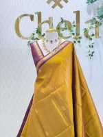 Kanjeevaram with contrast  geometric zari-woven pallu and border