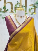 Kanjeevaram with contrast  geometric zari-woven pallu and border - Image 3