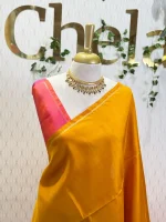 Kanjeevaram with plain body and zari striped pallu
