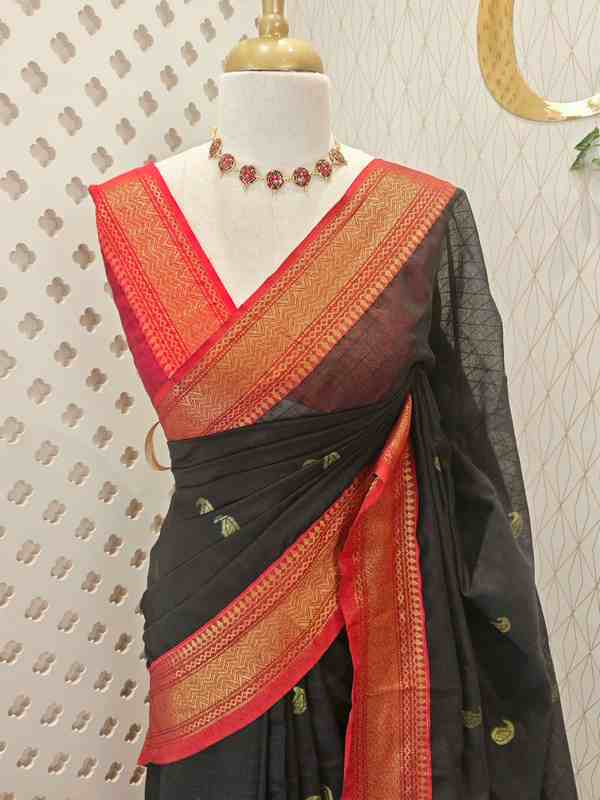 CKT2220-BK_00001 Kota Cotton with traditional paisley motifs - Image 1