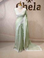 Linen saree with lace border - Image 10