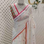 Linen with multicolour buti motifs and lace detailing