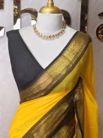 Mul cotton with a contrast Kanchi-inspired border - Image 2