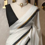 Mul cotton with a black and golden contrast border
