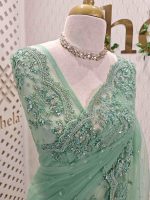 Net with floral beadwork and sequin-embellished scalloped border - Image 3